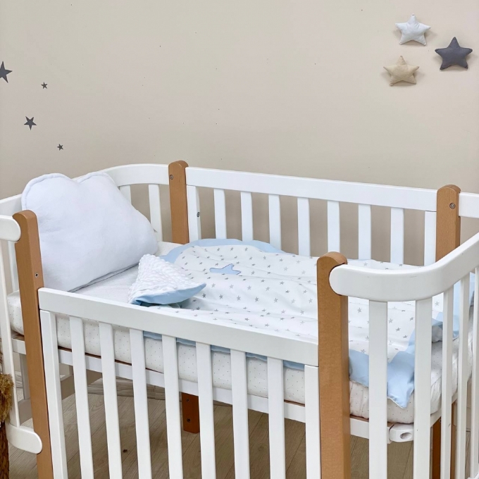 Paturica bebe din bumbac si tesatura minky cu pilota Norisor albastru (3)